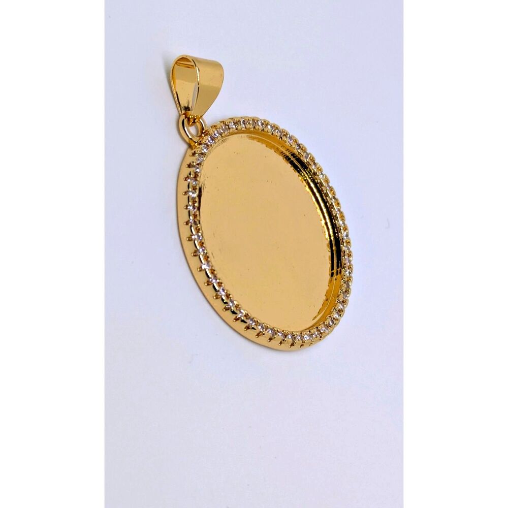 14K Gold Filled CZ Custom Photo Pendant Iced Out Unisex Memory Charm Bezel